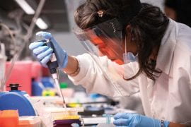 <p>&#8220;Spit camp&#8221; researchers hard at work. Steve Zylius / UCI</p>
