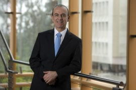 <p>“The ‘Great Immigrant’ recognition by the Carnegie Corporation touches my soul more than any other award or honor because it rewards efforts since 1980, when I first moved to the U.S. as an immigrant from Cyprus,” says Kyriacos Athanasiou. Steve Zylius / UCI</p>
