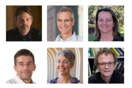 <p>UCI’s newly elected AAAS fellows for 2022 are top, left to right, Gregory Hickok, distinguished professor and chair of language science; Tryphon Georgiou, distinguished professor of mechanical and aerospace engineering; and Julie Schoenung, professor and chair of materials science and engineering; and, bottom, left to right, Alexander Chernyshev, professor of physics &#038; astronomy; Aimee Edinger, professor and Chancellor’s Fellow of developmental &#038; cell biology; and Georg Striedter, professor of neurobiology &#038; behavior. UCI</p>
