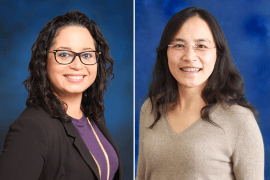 <p>Alana LeBrón, Ph.D., assistant professor of health, society and behavior, and Chicano/Latino studies (left) and Jun Wu, Ph.D., professor of environmental and occupational health,  both with the UCI Program in Public Health, will act as principal investigators for the latest community-academic partnership to continue the study of the negative health effects of lead-contaminated soil in Santa Ana, California.</p>
<p>UCI Program in Public Health</p>
