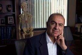 <p>Kyriacos Athanasiou, UCI Distinguished Professor of biomedical engineering and Henry Samueli Chair in Engineering, leads a UCI research group that recently won a $6 million grant from the California Institute of Regenerative Medicine to conduct preclinical trial studies of an engineered neocartilage tissue implant to treat pathologies of the temporomandibular joint. Steve Zylius / UCI</p>
