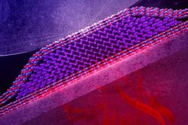 <p>Squeezing bismuth between atomically smooth molding plates made of a material called hexagonal boron nitride results in extremely thin and flat crystals with unique quantum electronic properties. Eli Krantz / Krantz NanoArt</p>
 