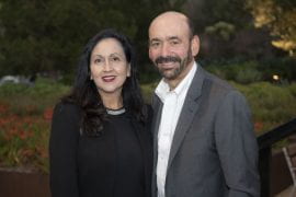 <p>The UCI School of Education is emerging as a leader among schools largely due to the talent and energy of its faculty, staff, students, alumni and critical partnerships, says Dean Frances Contreras, left, with former Dean Richard Arum. Steve Zylius / UCI</p>
