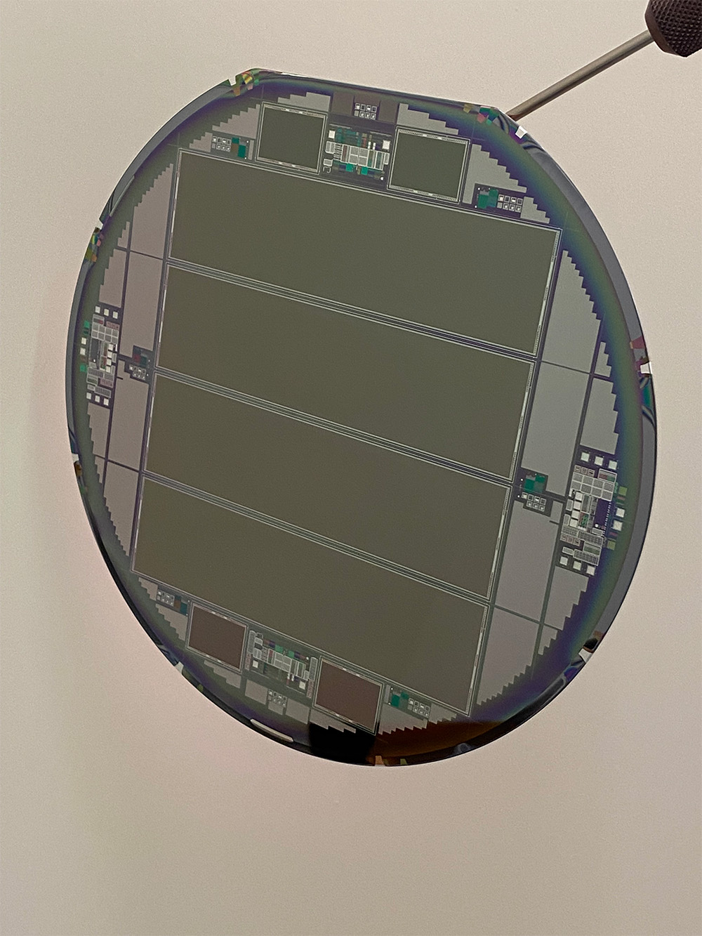 <p>Berkeley Lab’s Steve Holland designed the skipper CCDs used at SOAR for astronomical observations. After the CCDs were fabricated at Teledyne DALSA in Canada, they were processed at Berkeley Lab’s Microsystems Laboratory. The CCDs were “back illuminated,” which makes them highly sensitive to light. (Credit: Steve Holland/Berkeley Lab)</p>
