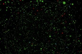 <p>Using robotically controlled optical fibers to feed light into 10 spectrographs, the Dark Energy Spectroscopic Instrument will image and study more than 30 million galaxies. Astronomers began a new five-year project today to use DESI to map the universe and find answers to questions about its accelerating expansion.  David Kirkby / UCI</p>
