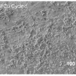 <p>Berkeley Lab researchers demonstrated that the HOS-PFM coating significantly prevents aluminum-based electrodes from degrading during battery cycling while delivering high battery capacity over 300 cycles: Scanning electron microscope images of aluminum on a copper bilayer device (A) before and (B) after battery cycling. (C) shows a copper tri-layer device with HOS-PFM coating after battery cycling. (Credit: Gao Liu/Berkeley Lab. Courtesy of Nature Energy.)</p>
