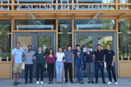 <p>Heart Project participants, left to right: Arash Kheradvar, M.D., Ph.D., UCI professor of biomedical engineering; Nnaoma Agwu, BME Ph.D. candidate, Ida Pirzadeh, junior specialist in biomedical engineering, KLab; Ayushi Kadakia a senior at Northwood High School in Irvine; Kayla Hui, Kayla Hui, a junior at University High School in Irvine; Devon Chang, a junior at Arnold O. Beckman High School in Irvine; Mohammed Toukan, a senior at University High School, Yasaman Farsiani, postdoctoral scholar in biomedical engineering; Fernando Trinidad, Ph.D. student in biomedical engineering; and Daryl Nguyen, masters student in biomedical engineering.</p>
