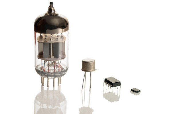 Photos of transistors. 