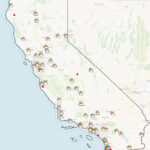 <p>California map illustrating a selection of communities suitable for microgrid implementation, comprised of energy-consumption buildings. (Credit: Bingyu Zhao/Vienna University of Technology)</p>
