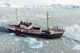 <p>Eric Rignot, UCI professor of Earth system science, and his collaborators used research vessels and aircraft to conduct the most thorough examination yet of Greenland&#8217;s coastline. Their goal, through the Oceans Melting Greenland mission, was to gain an accurate understanding of the impact of warming ocean water on Greenland&#8217;s land ice. NASA photo</p>
