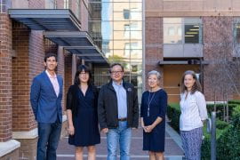 <p>The UCI PHIT leadership team comprises (from left) Tim Bruckner, professor of health, society and behavior in the Program in Public Health; Yunan Chen, associate professor of informatics in the Donald Bren School of Information &#038; Computer Sciences; Kai Zheng, professor of informatics in the Bren School; Sora Tanjasiri, professor of epidemiology &#038; biostatistics in the Program in Public Health; and Margaret Schneider, researcher at UCI&#8217;s Institute for Clinical and Translational Science. Not pictured is Marvin Maldonado, associate director of academic innovation and partnerships in the Bren School. UCI Donald Bren School of Information &#038; Computer Sciences</p>
