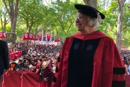 <p>Vicki Ruiz, Distinguished Professor emerita of history and Chicano/Latino studies, receiving an honorary Doctor of Laws at the 2022 commencement ceremony of Harvard University. Other honorands included writer, feminist and political activist, Gloria Steinem, and the Right Honourable Jacinda Ardern, prime minister of New Zealand since 2017, who also served as the commencement speaker. Gabriela Soto-Laveaga / Harvard </p>
