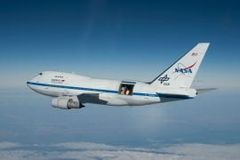 <p>NASA’s SOFIA airborne observatory enabled a UCI-led team of astronomers to study infrared emissions from five nearby galaxies. The researchers found more metal than expected in the intergalactic medium, a result that would have been difficult to achieve without the power of viewing infrared radiation through thick galactic dust. Jim Ross / NASA</p>
