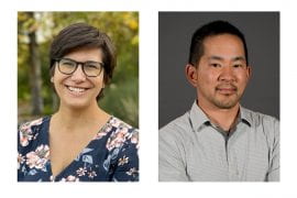 <p>[Caption] Natascha Trellinger Buswell, UCI assistant professor of teaching in mechanical and aerospace engineering, and Brian Sato, UCI professor of teaching in molecular biology and biochemistry, are co-principal investigators in a new initiative to enhance diversity among teaching professors at UCI, UC San Diego, UC Santa Cruz and UC Santa Barbara. UCI</p>
