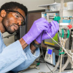 <p>Berkeley Lab researcher Peter Agbo was awarded a grant for a carbon capture project under the Lab’s Carbon Negative Initiative. (Credit: Marilyn Sargent/Berkeley Lab)</p>
