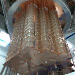 <p>CUORE detector being installed into the cryostat. (Yury Suvorov and the CUORE Collaboration)</p>
