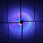 <p>An illustrated collage composed of all the diffraction data gathered at the SACLA. (Credit: Nate Hohman/University of Connecticut)</p>
