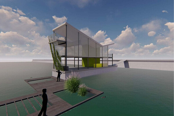 Rendering of a floating waterfront prototype